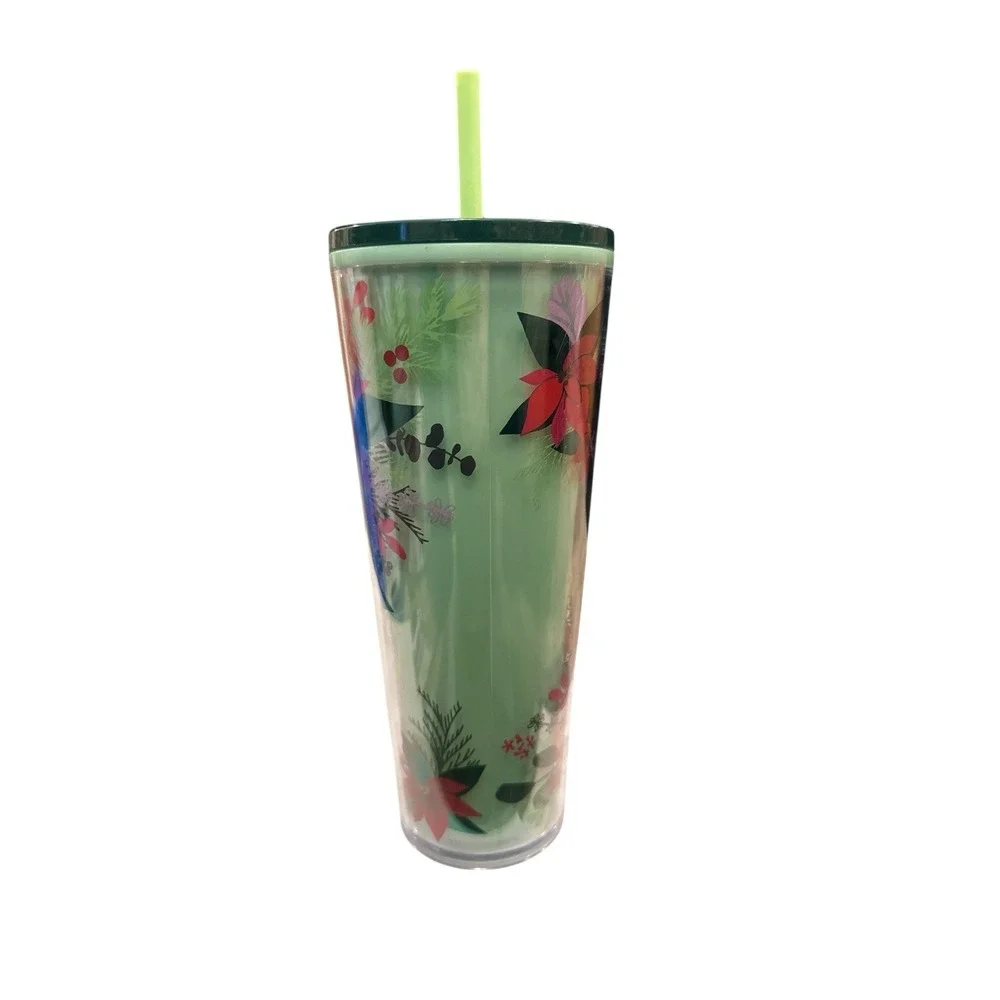 Starbucks Christmas 2021 Green Poinsettia 24oz Venti Tumbler  Color Changing NEW